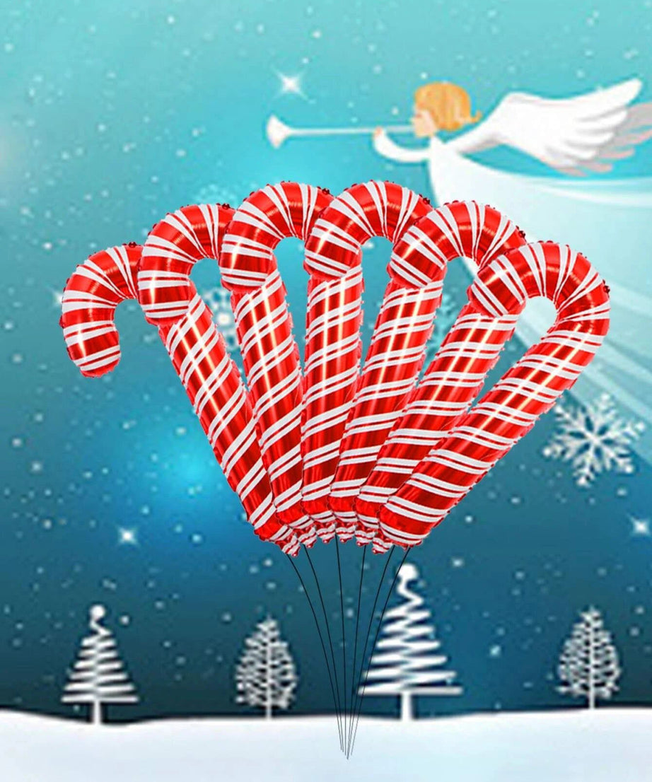 Yılbaşı - Noel Baston Şekeri Büyük Boy 84CM Yeni Yıl Dekoratif Balonu 1 Adet-Dinossi