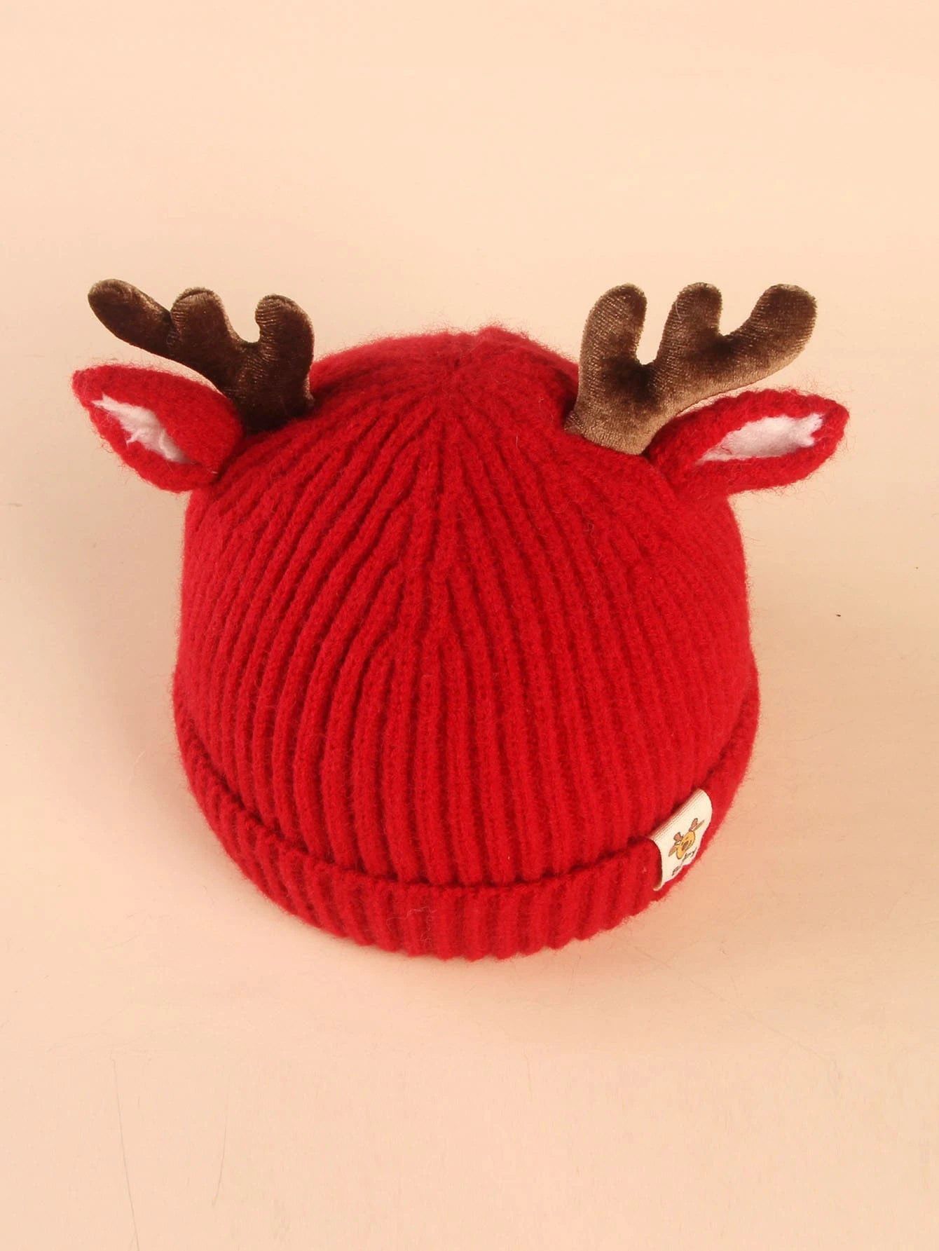 Dinossi - Geyik Boynuz ve Kulaklı Çocuk Beresi Kırmızı-Dinossi