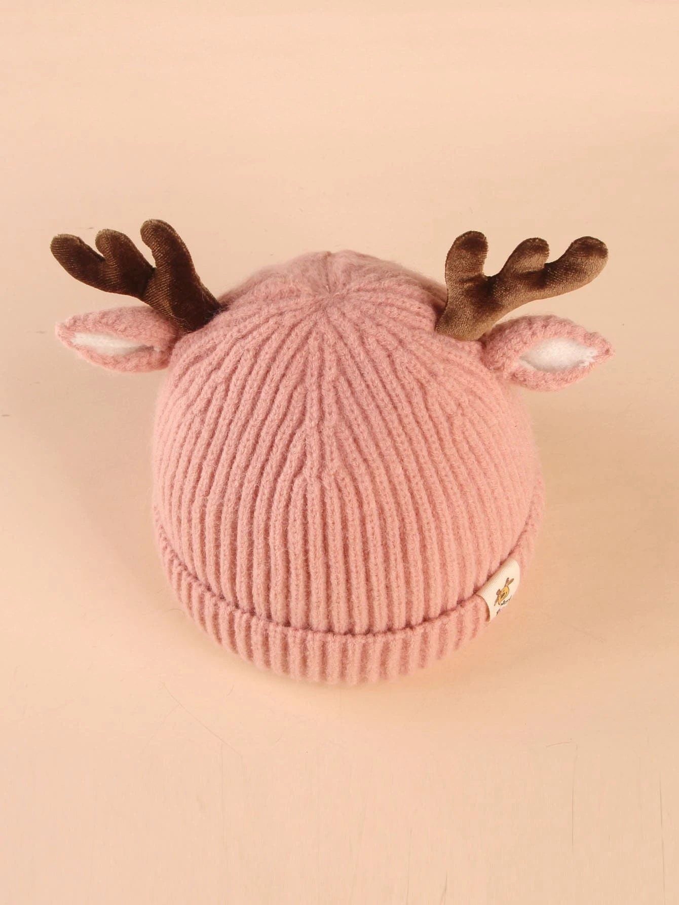 Dinossi - Geyik Boynuz ve Kulaklı Çocuk Beresi Pembe-Dinossi