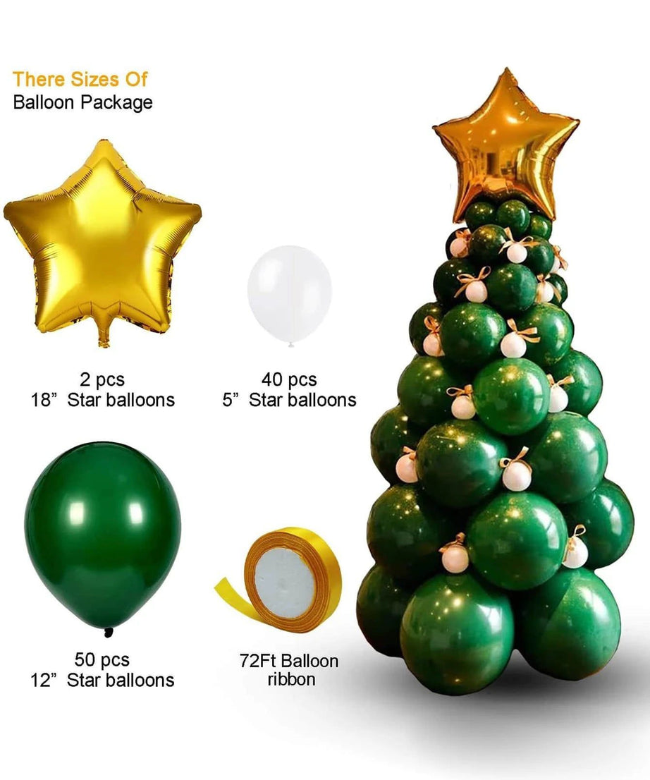 Yılbaşı - Noel 93 Parça Mega Büyük Boy Şık Çam Ağacı Temalı Yeni Yıl Dekoratif Balonu-Dinossi