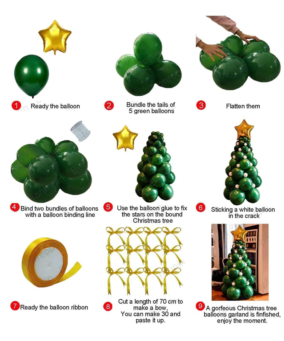 Yılbaşı - Noel 93 Parça Mega Büyük Boy Şık Çam Ağacı Temalı Yeni Yıl Dekoratif Balonu-Dinossi