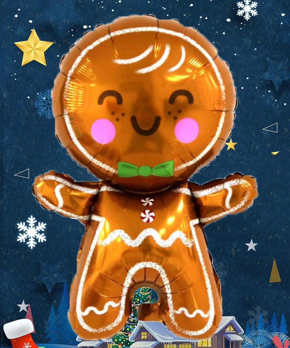 Yılbaşı - Noel Kurabiyesi Gingerbread Büyük Boy 80CM Yeni Yıl Dekoratif Balonu-Dinossi