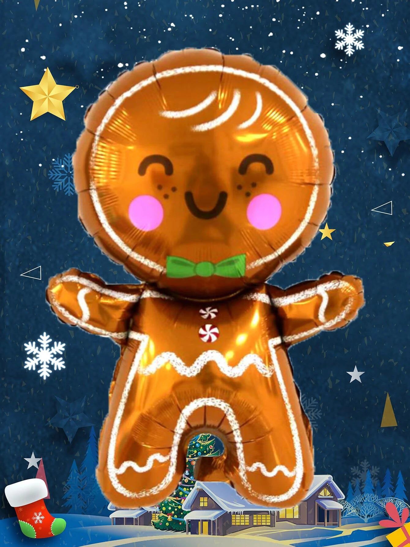 Yılbaşı - Noel Kurabiyesi Gingerbread Büyük Boy 80CM Yeni Yıl Dekoratif Balonu-Dinossi