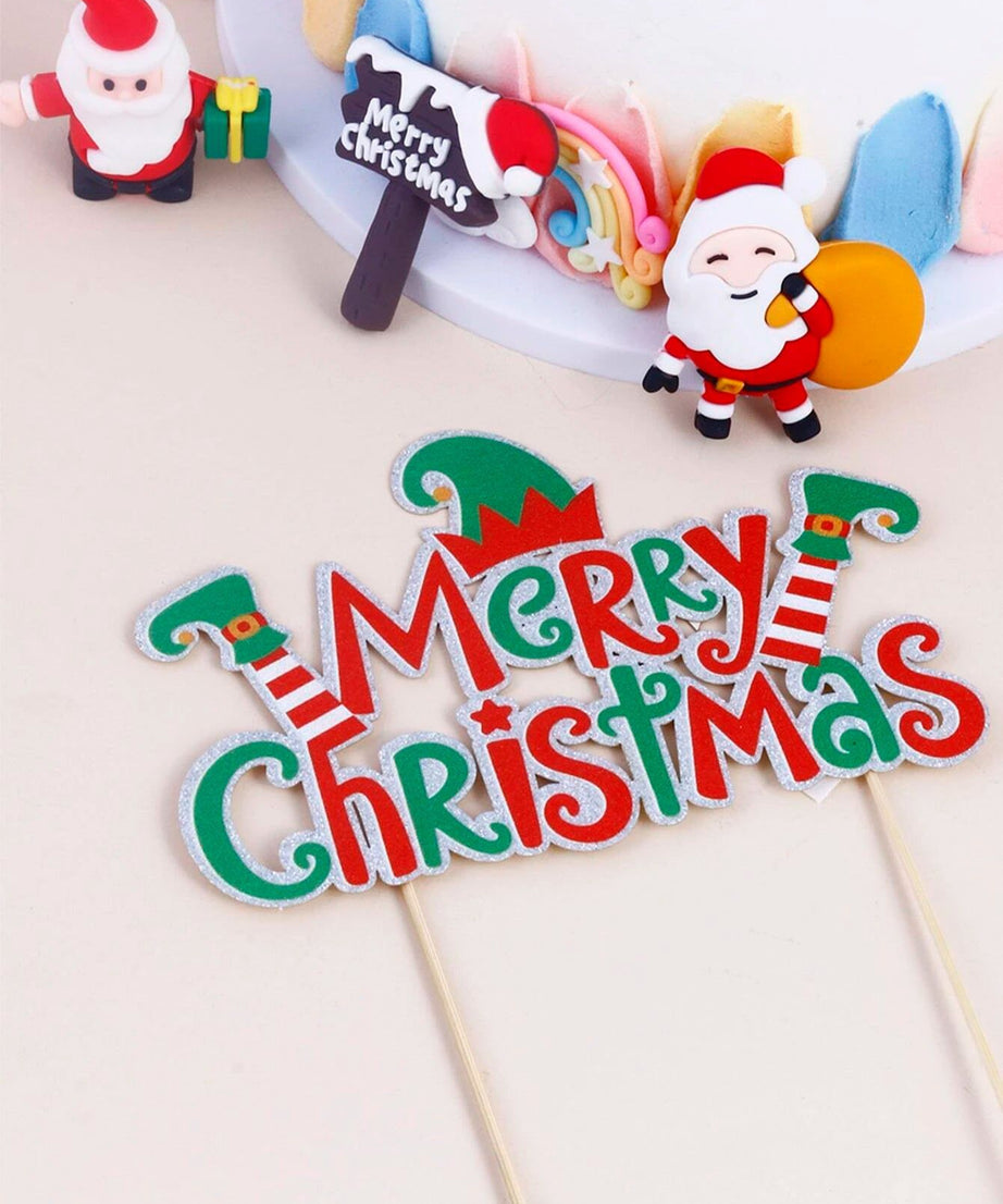 Yılbaşı - Noel Yeni Yıl Pasta Süsü Merry Christmas Topper-Dinossi