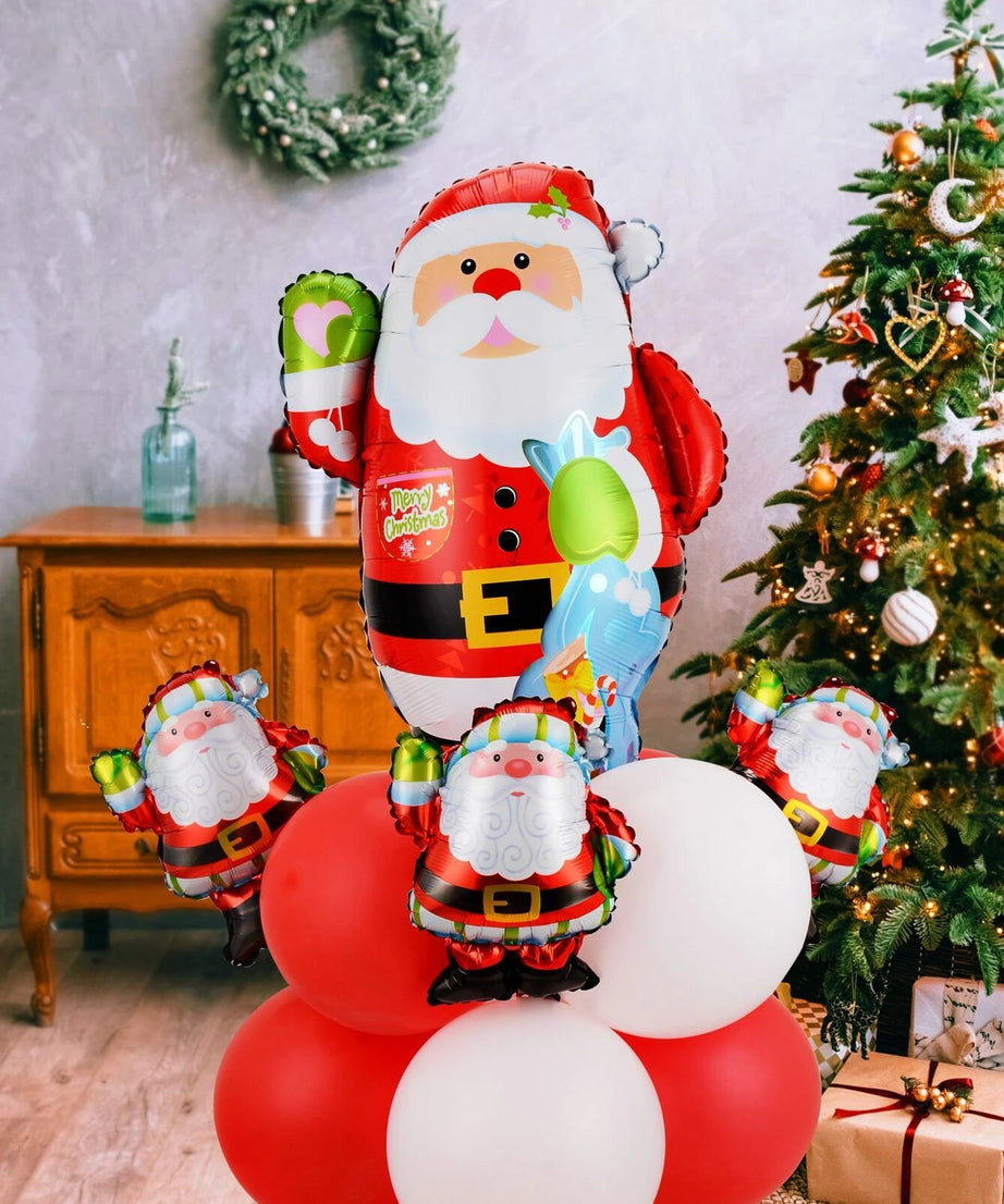 Yılbaşı - Noel Baba ve Yeni Yıl Dekoratif Balonlar Seti 12 Adet-Dinossi
