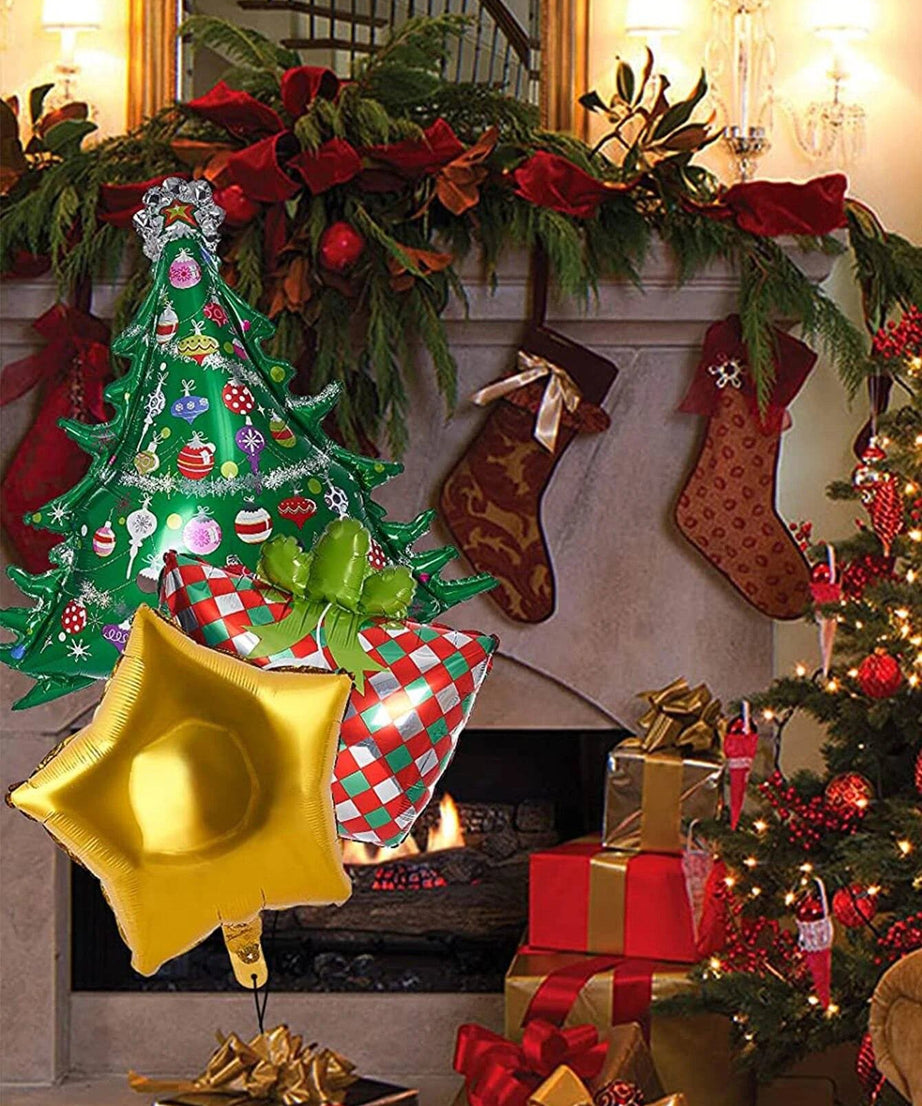 Yılbaşı - Noel Yeni Yıl Dekoratif Balonlar Seti 5 Adet-Dinossi