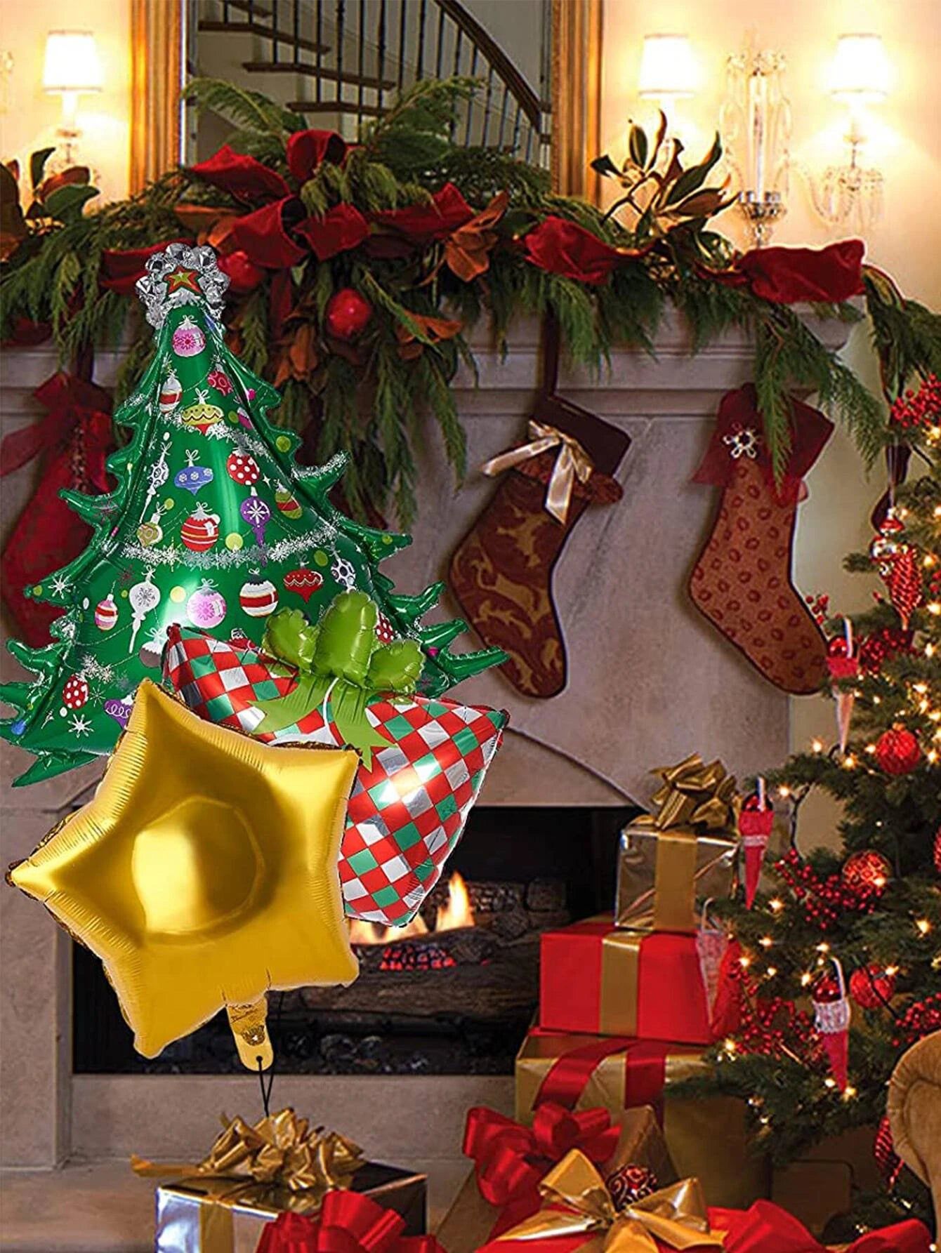 Yılbaşı - Noel Yeni Yıl Dekoratif Balonlar Seti 5 Adet-Dinossi