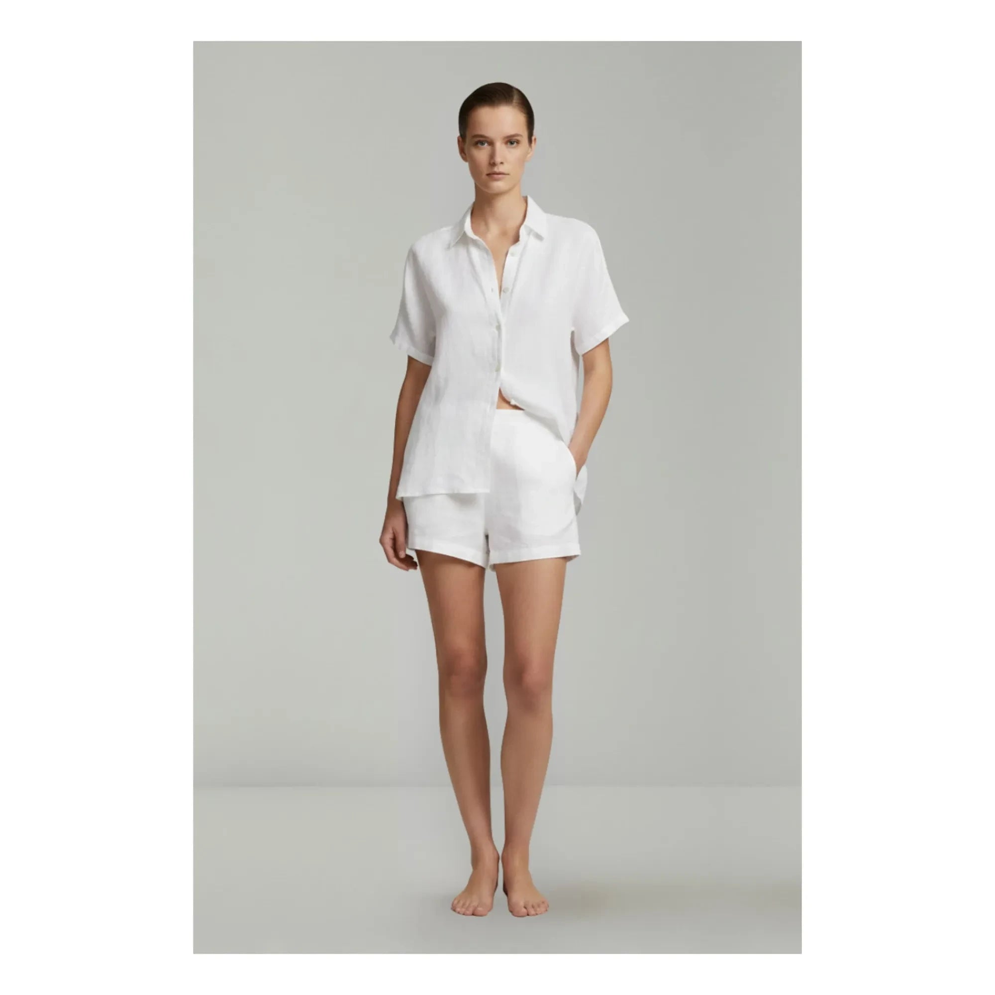 Vanessa Sposi - Short-Sleeve Linen Daily Shirt | Ivory