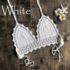 Jesminda - Örme Beyaz Seksi Bikini Üstü