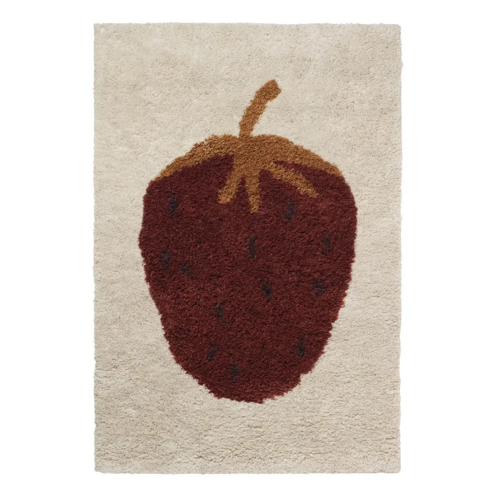 Ferm Living Kids - Fruiticana Çilekli Yün Halı