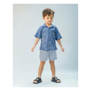 Gingersnaps - Tommy Monkey Embossed Shirt | Blue