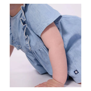 Petit Bateau - Nakışlı Chambray Elbise | Açık Mavi