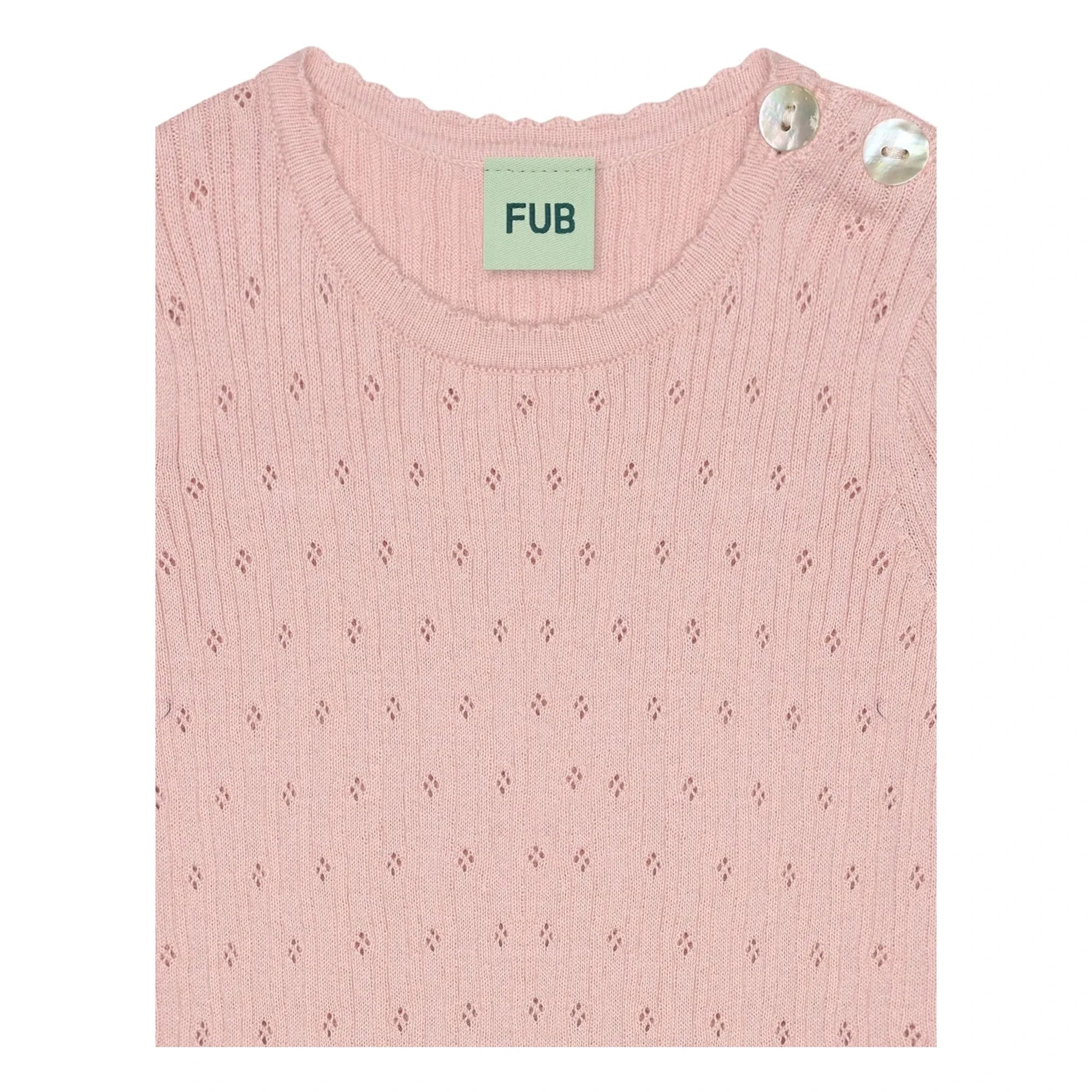FUB - Fein gestrickter Body aus Bio-Baumwolle mit Pointelle-Muster | Hellrosa