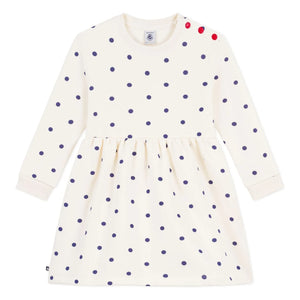 Petit Bateau - Organic Cotton Fleece Dotted Dress | Ivory