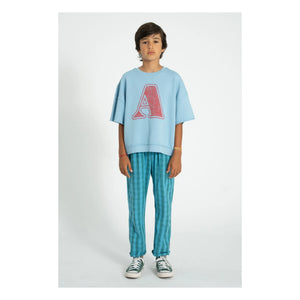 Piupiuchick - Kurzarm-Sweatshirt Lettre A Bio-Baumwolle | Hellblau