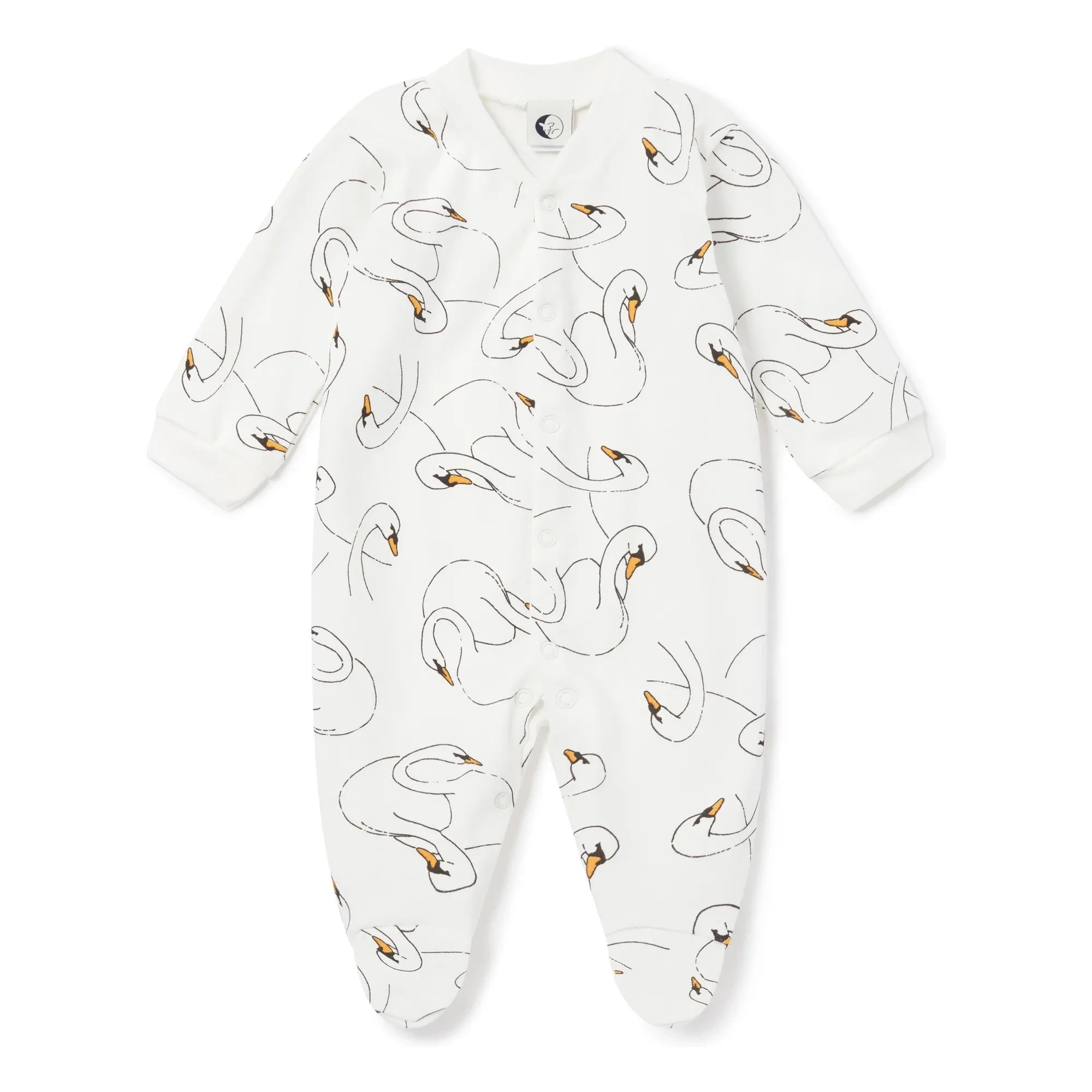 Sleepy Doe – Schlafanzug aus Bio-Baumwolle mit Schwanenfüßchen | Weiß