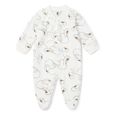 Sleepy Doe – Schlafanzug aus Bio-Baumwolle mit Schwanenfüßchen | Weiß