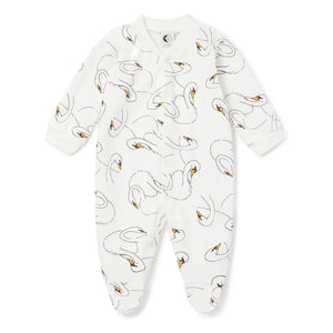 Sleepy Doe – Schlafanzug aus Bio-Baumwolle mit Schwanenfüßchen | Weiß