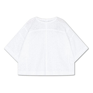 Repose AMS - Button-back blouse Embroidered Anglaise Organic cotton | White