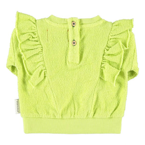 Piupiuchick - Flüoresan sarı | Organik pamuklu havlu rüfllü sweatshirt