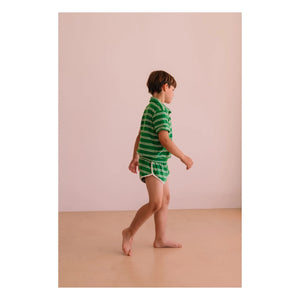 We Are Kids - Juju Gestreifte Bio-Baumwoll-Frottee-Shorts | Grün