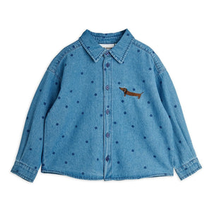 Mini Rodini - Organik pamuklu noktalı denim gömlek | Mavi