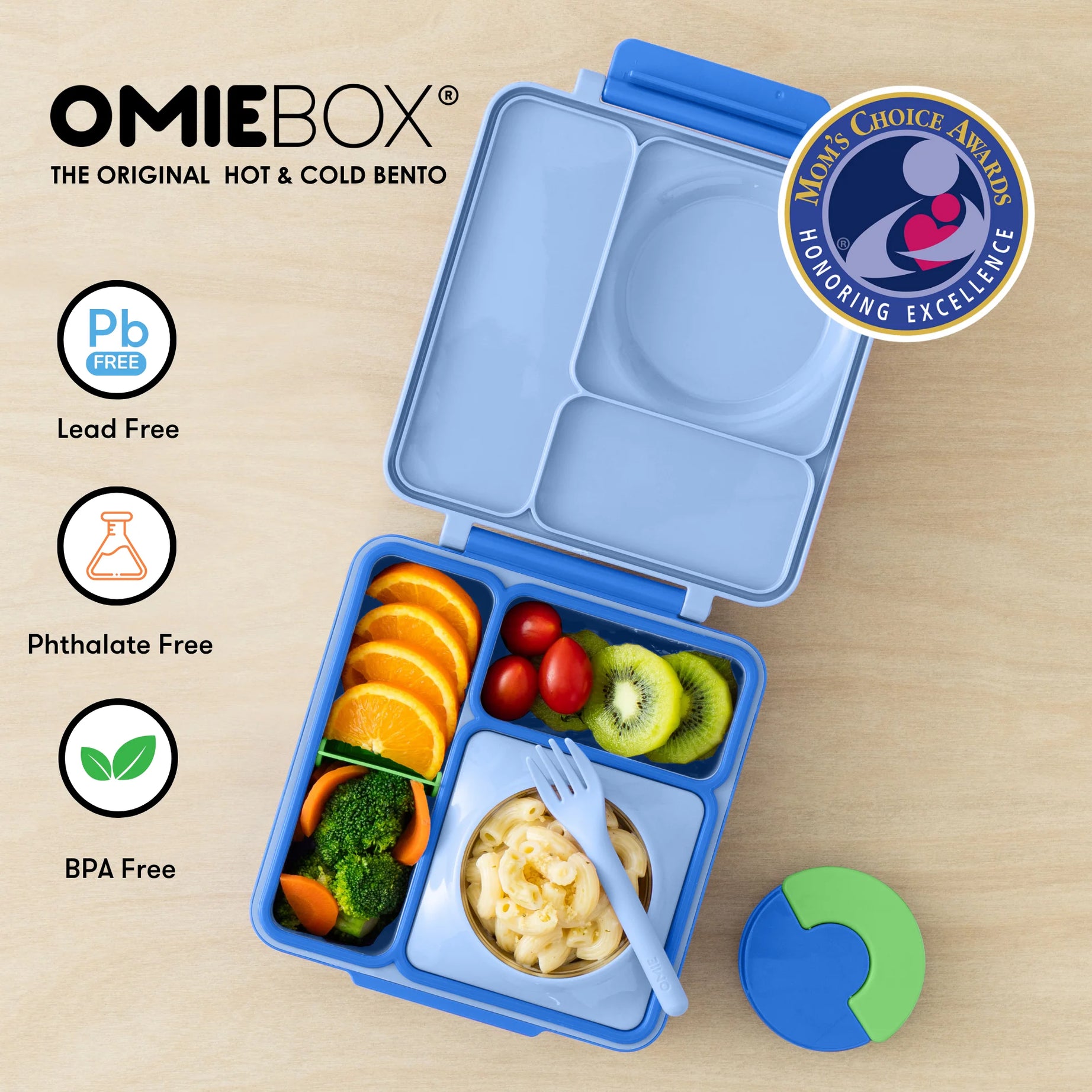 Omiebox - جعبه غذای بنتو عایق حرارتی به رنگ آبی دریایی