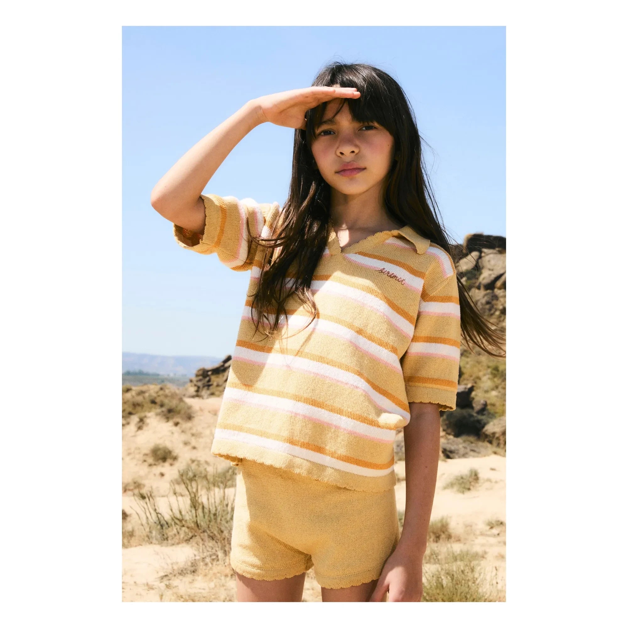 birinit - Gestreiftes Poloshirt | Sand