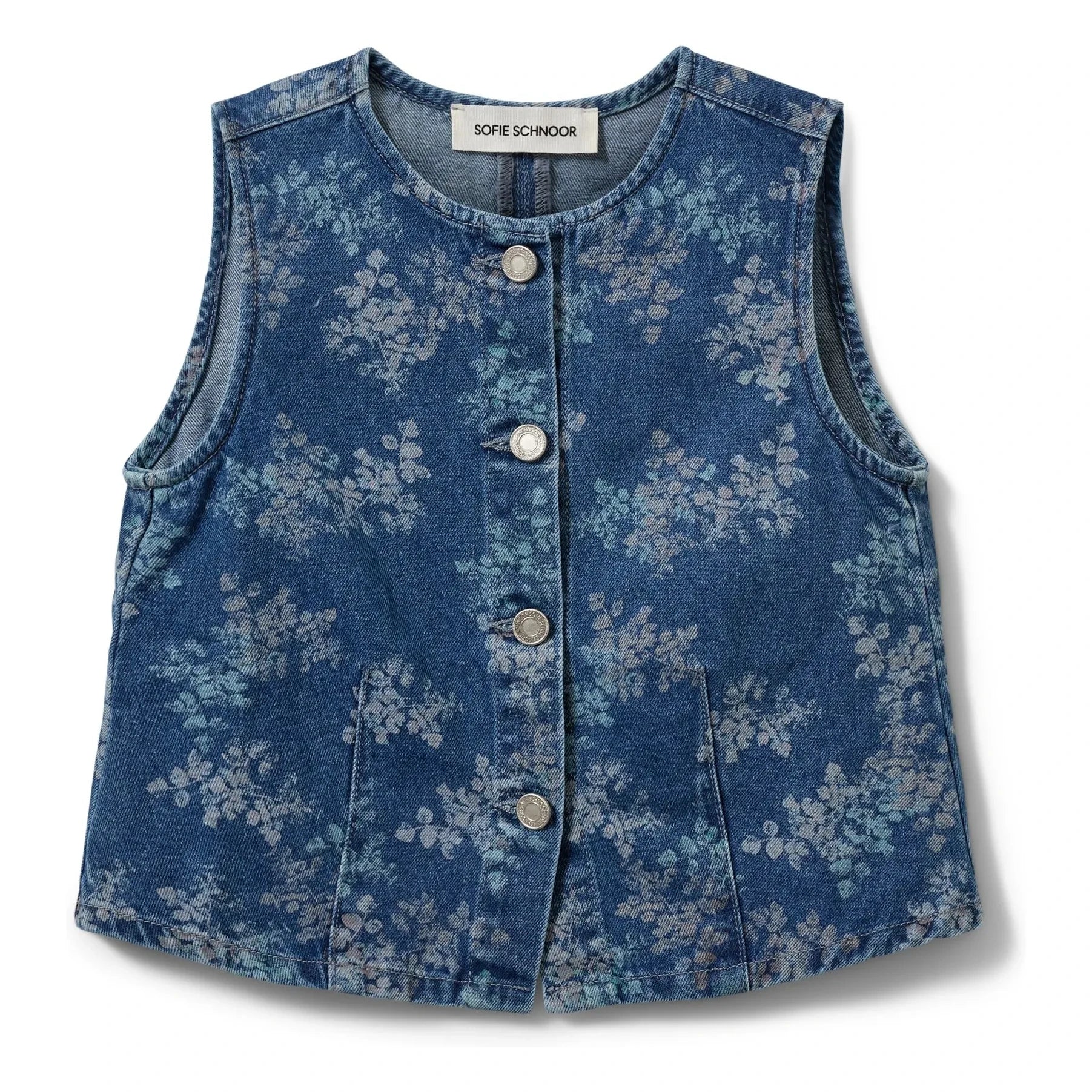 Sofie Schnoor - Carla Fleuri Denim Yelek | Denim mavi
