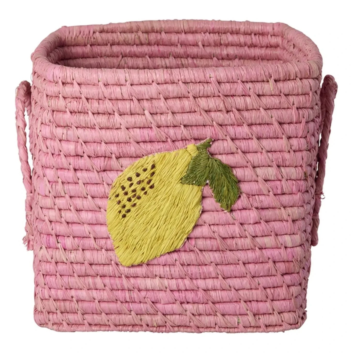 Rice - Limon hasır saklama sepeti | Pembe