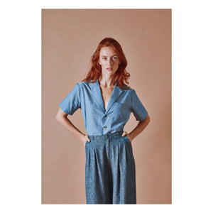 Emile et Ida - Mavi Pamuklu Chambray Bluz