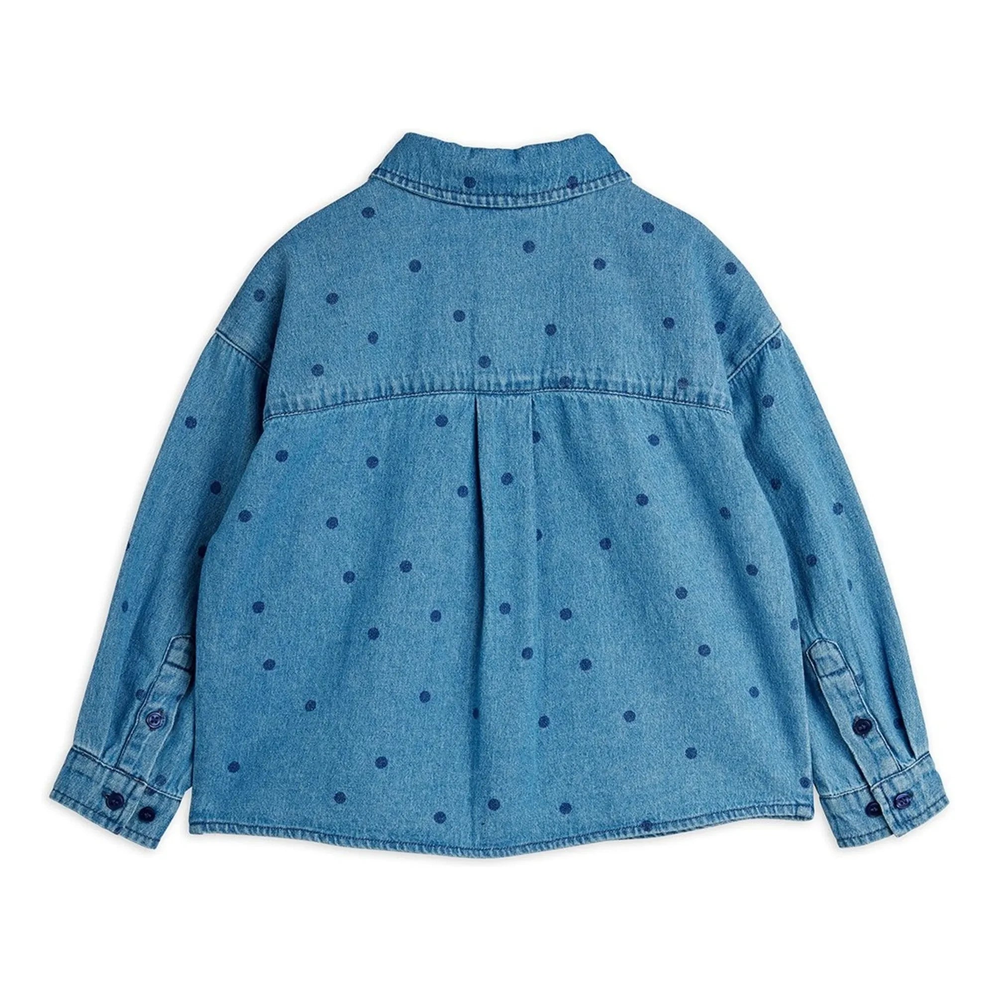 Mini Rodini - Organik pamuklu noktalı denim gömlek | Mavi