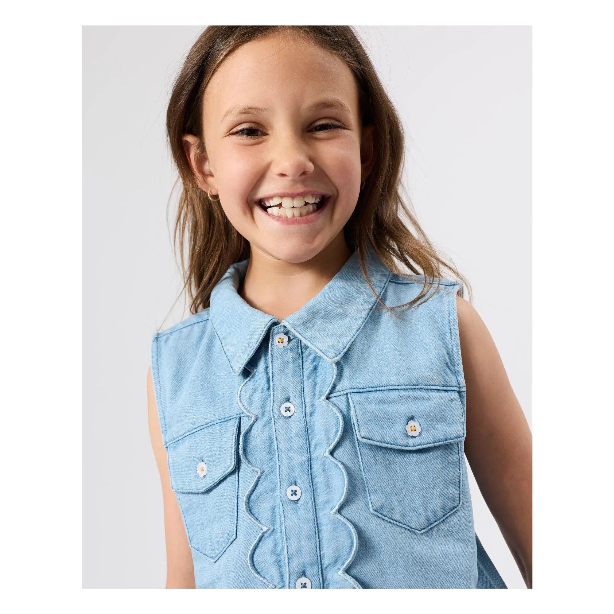 Goldie + Ace - Ärmellose Chambray-Weste | Blau