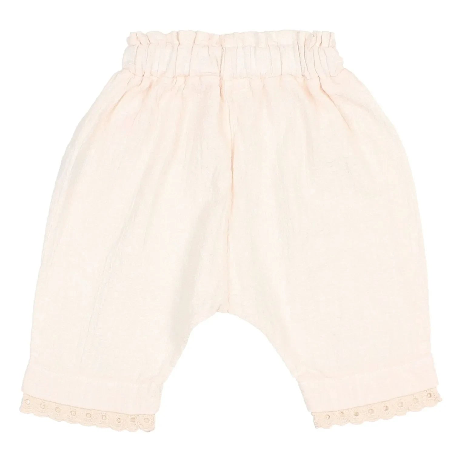 Búho - Organic Cotton Lace Baby Pants | Pale Pink