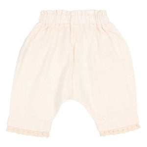Búho - Organic Cotton Lace Baby Pants | Pale Pink