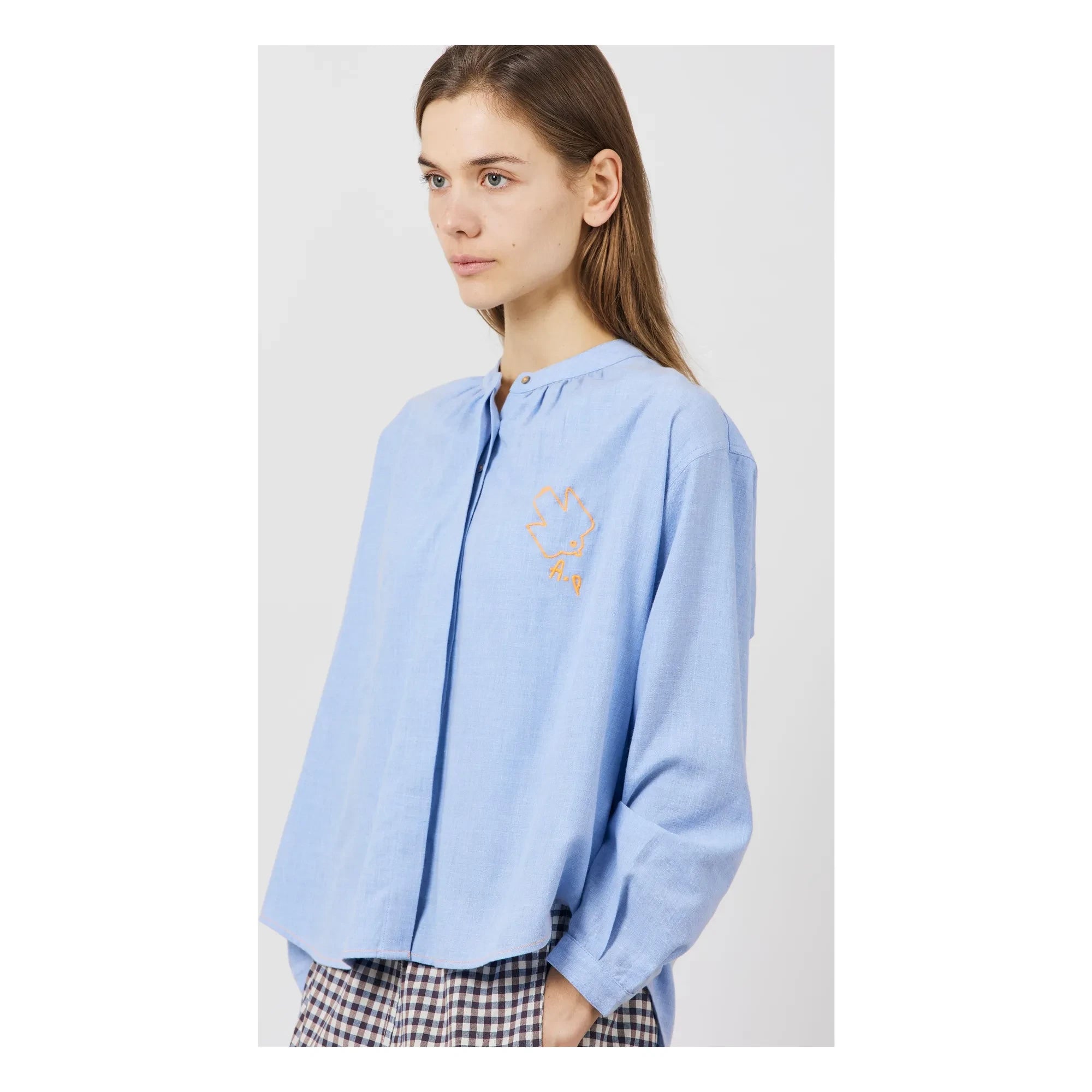 a.p - Engrace Oxford Blouse | Light Blue