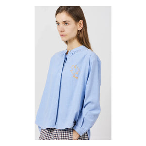 a.p - Engrace Oxford Blouse | Light Blue
