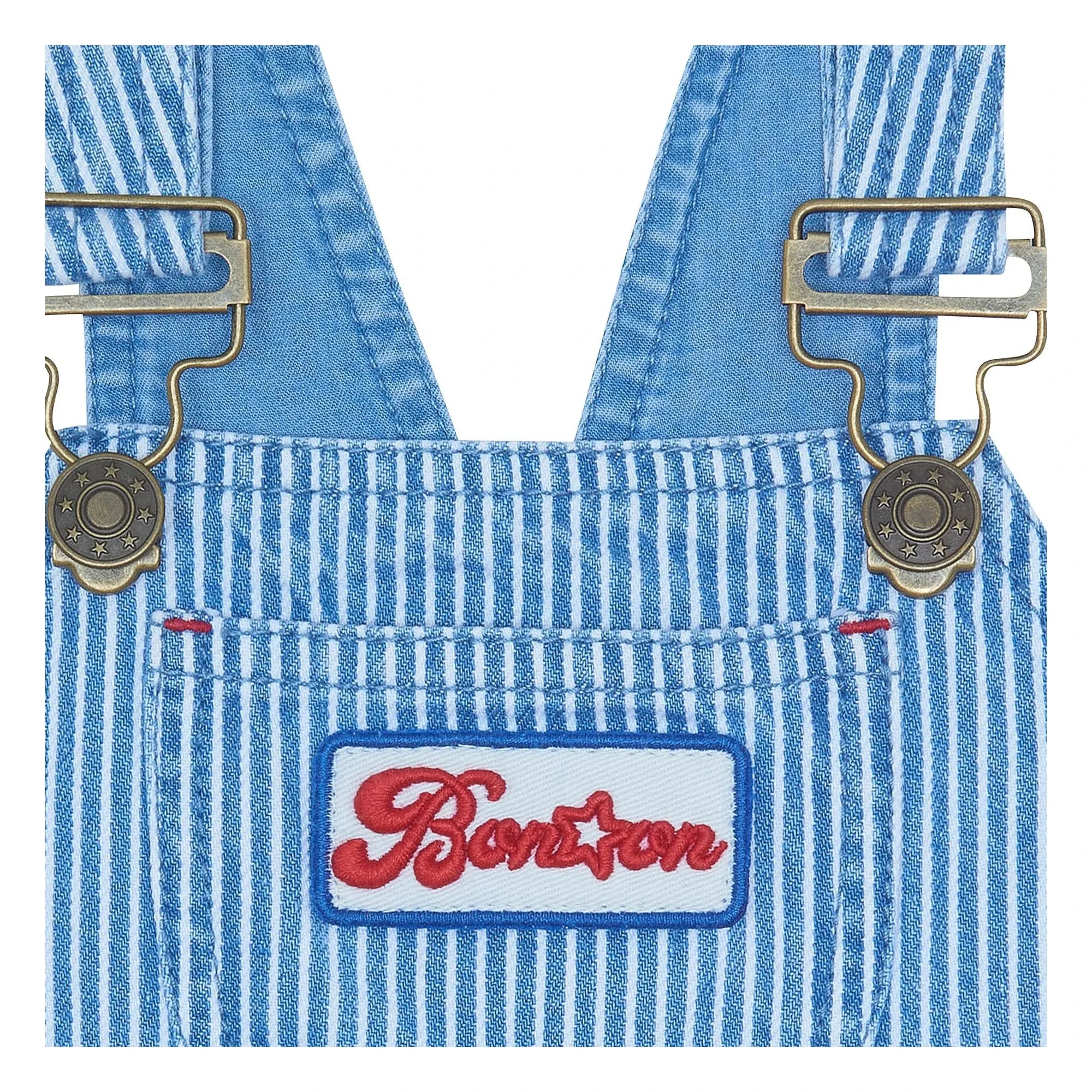 Bonton - Şık Çizgili Denim Tulum | Mavi