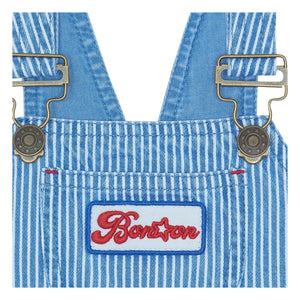 Bonton - Şık Çizgili Denim Tulum | Mavi
