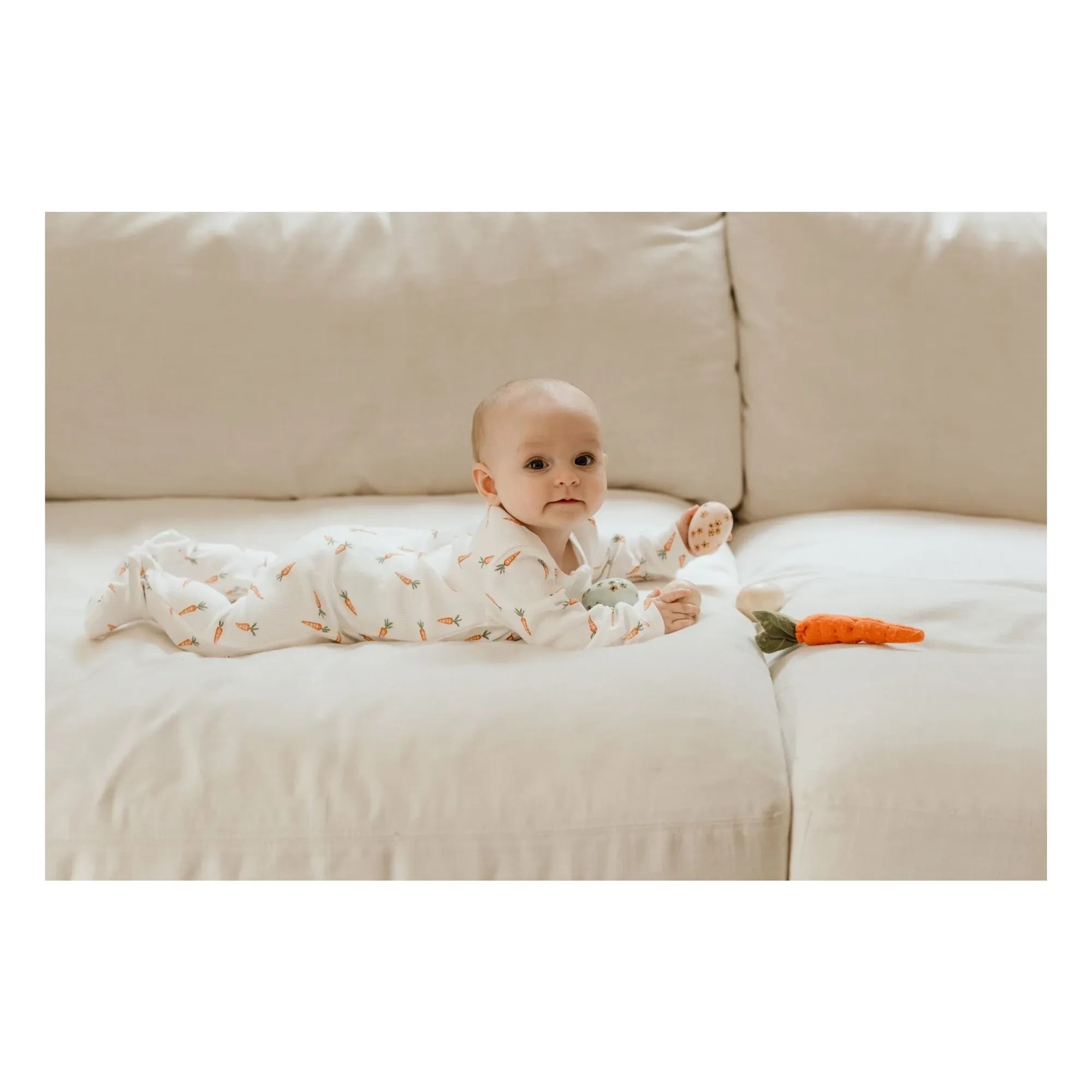 Petit Lem - Carrot Footed Pajama, Ribbed Organic Cotton | White