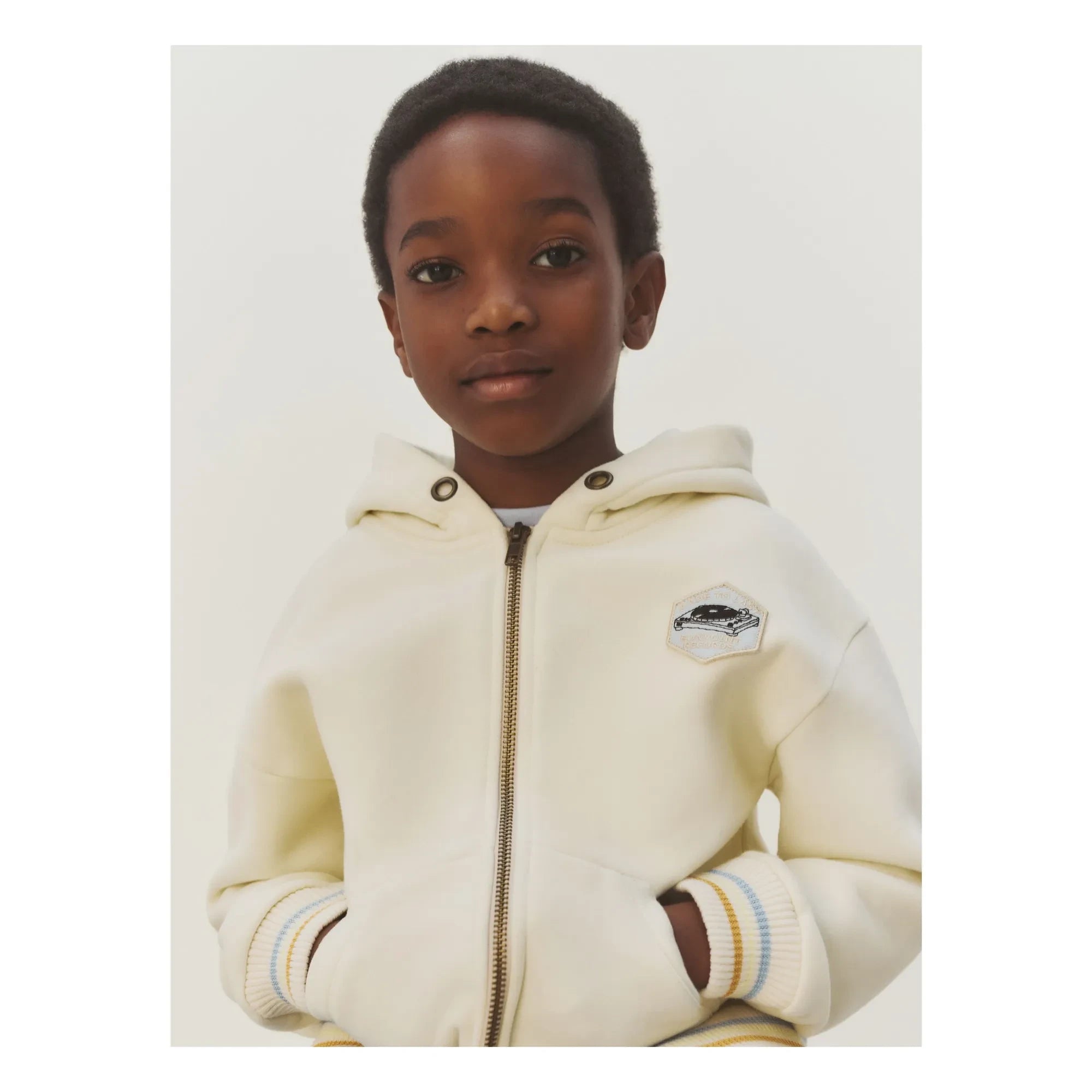 Bonpoint - Elroy Ecusson Kapüşonlu Sweatshirt Organik Pamuk | Ekru