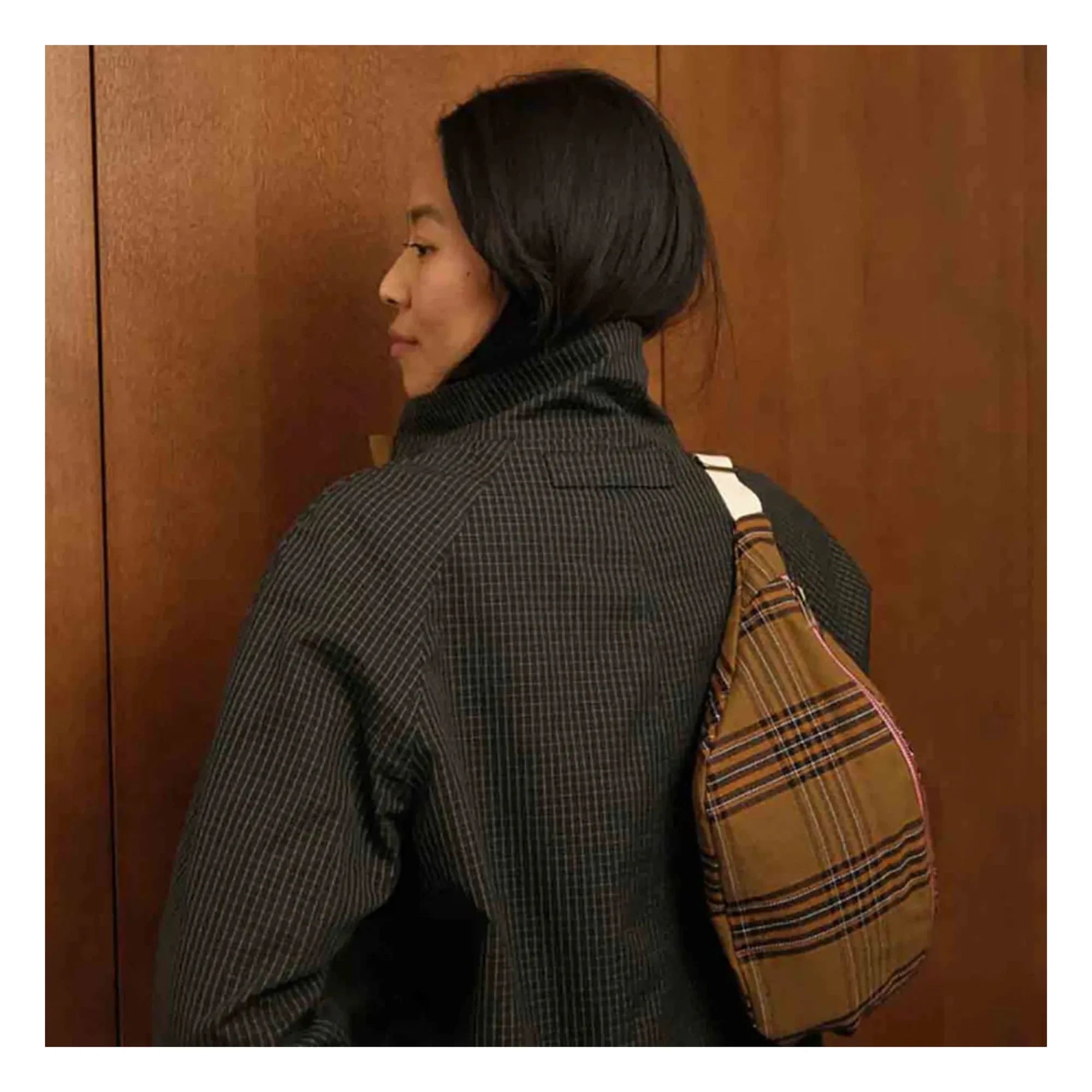 Rose in April - Brown tartan fanny pack