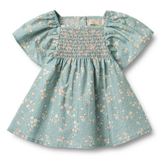 Wheat - Elva Fleurie Bio-Baumwoll-Babykleid | Hellblau