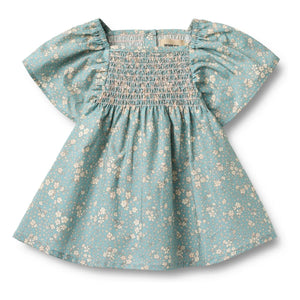 Wheat - Elva Fleurie Bio-Baumwoll-Babykleid | Hellblau