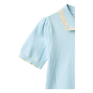 Copenhagen Colors - Organic Cotton Polo Shirt with Dotted Collar Detail | Ice Blue