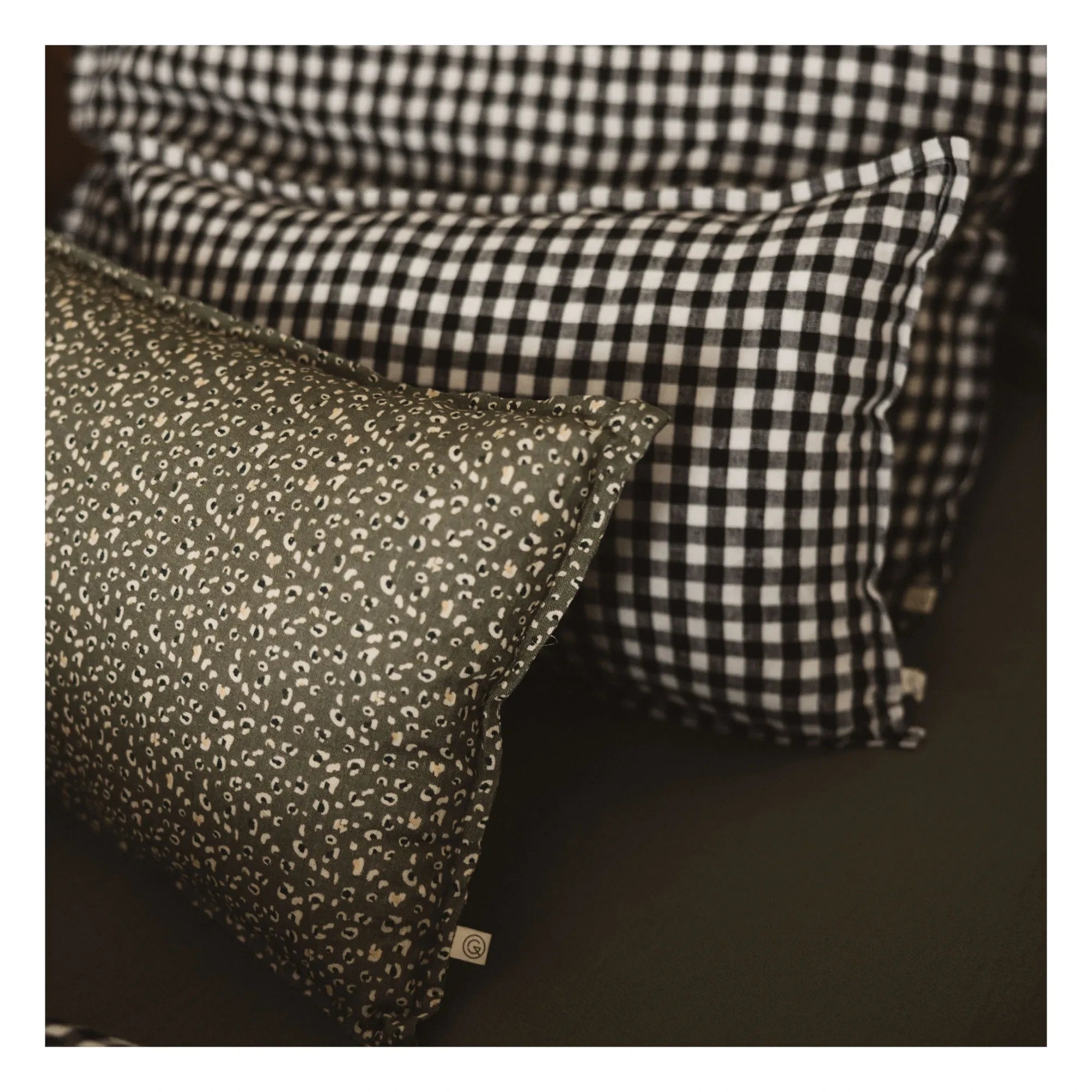 Gabrielle Paris - Gingham Washed Linen Pillowcase | Black