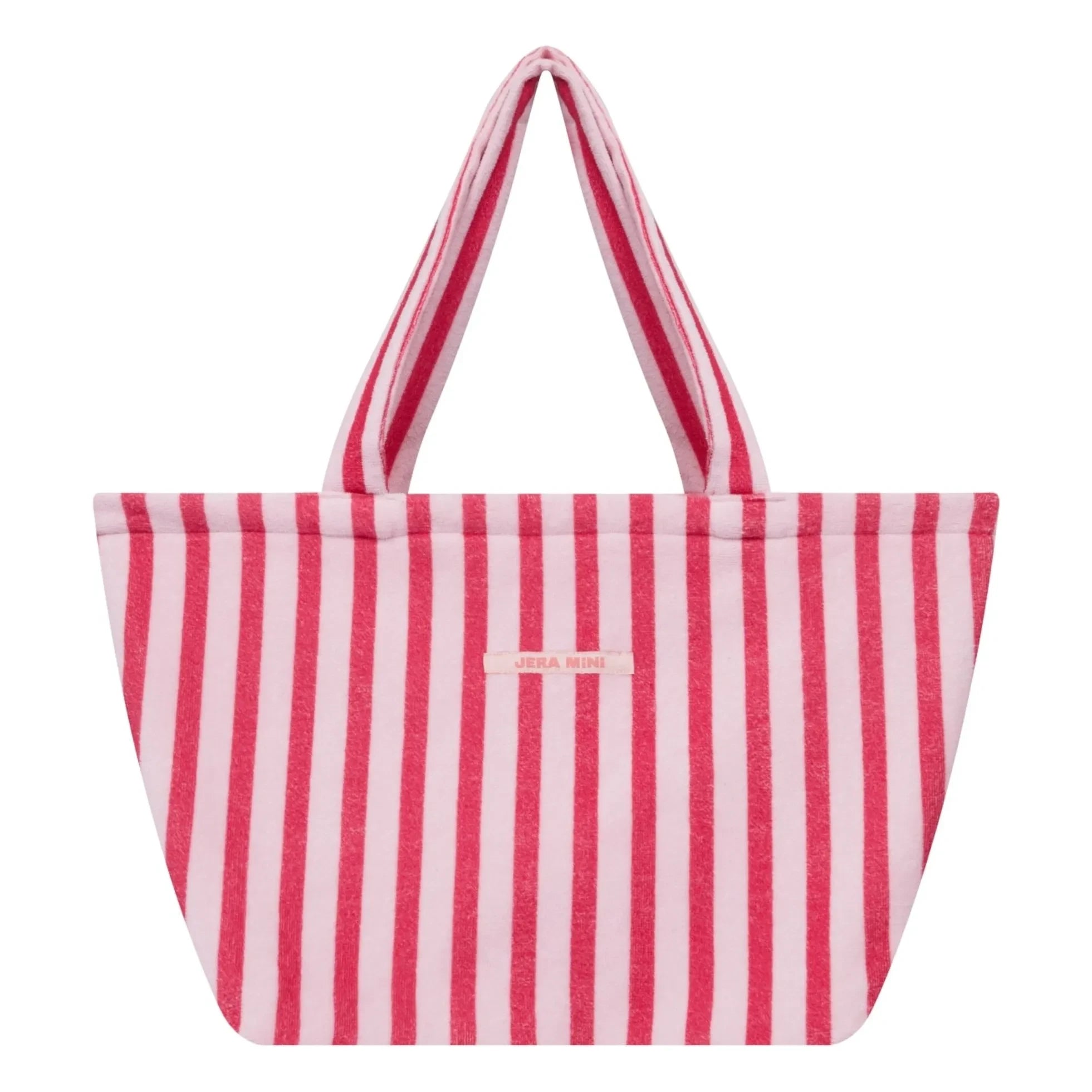 Jera Mini – Gestreifte Strandtasche mit Handtuch | Pink