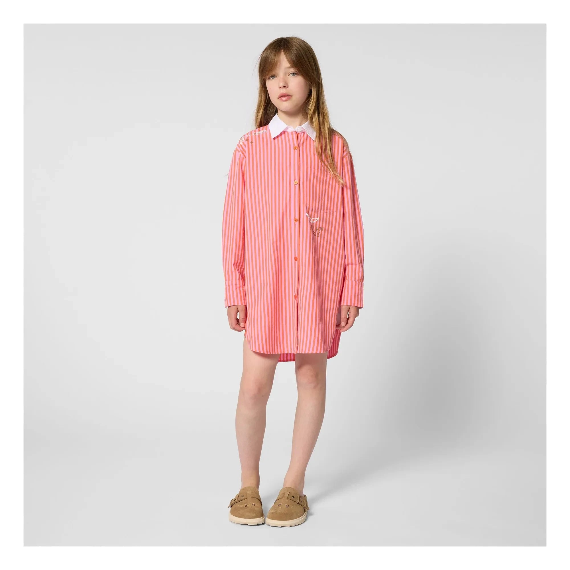 Zadig & Voltaire – Gestreiftes Hemdkleid | Rosa