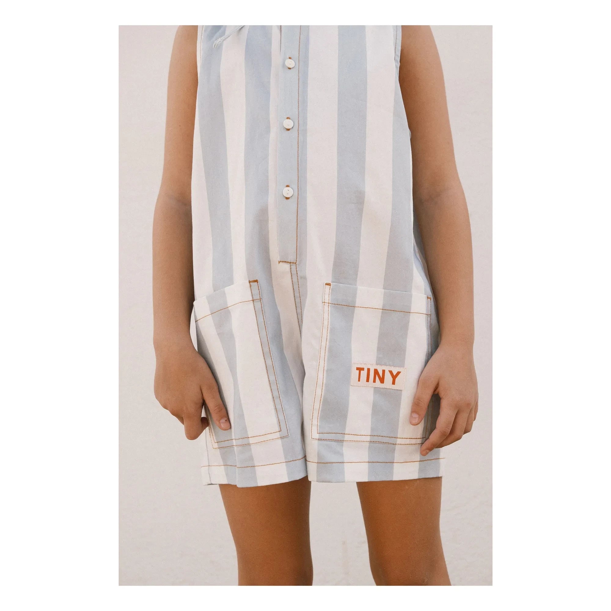 Tinycottons - Mavi İnce Çizgili Twill Tulum