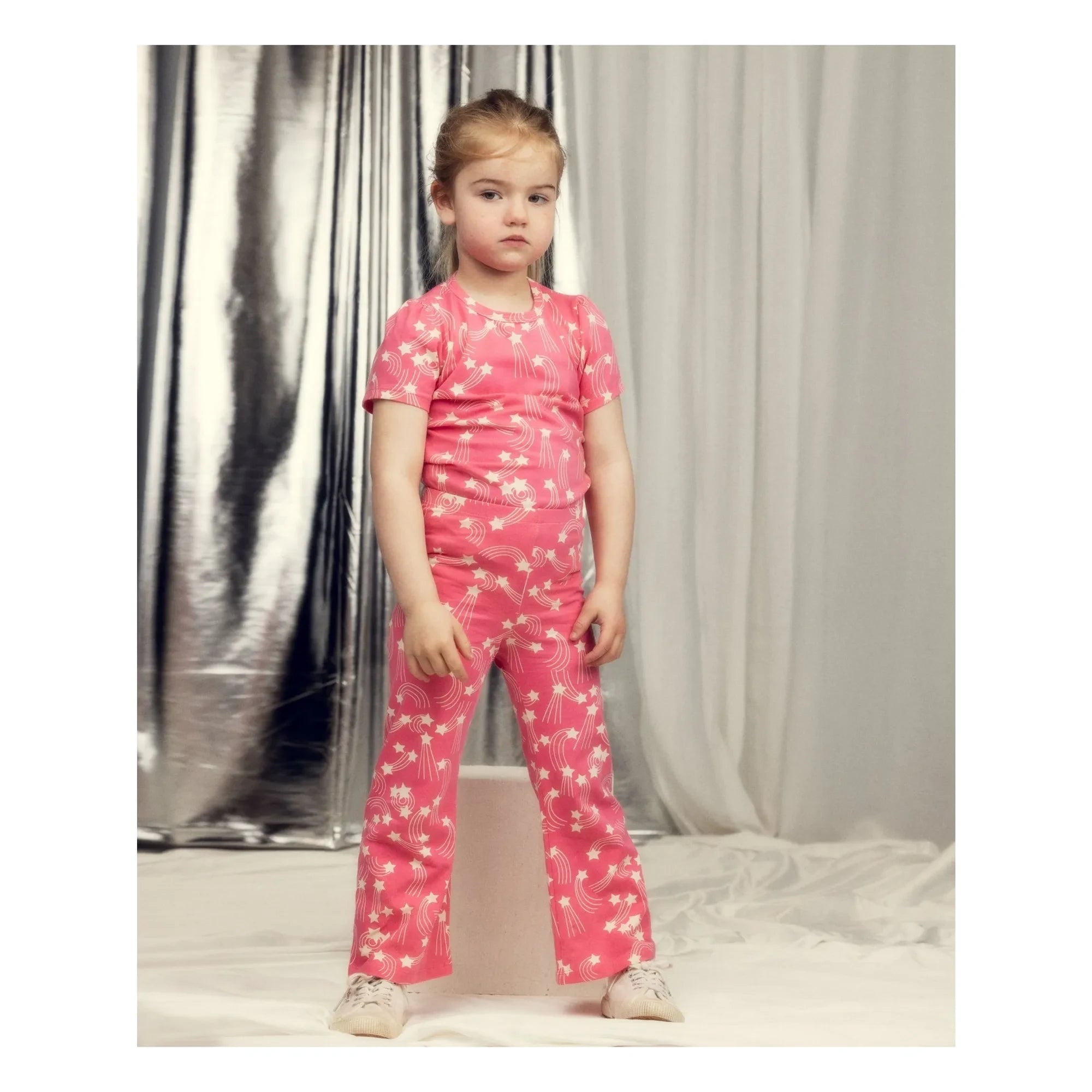 Mini Rodini - Stars Organic Cotton T-Shirt | Pink